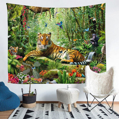 Simsant King of The Forest Tiger Tapestry Forest Animal