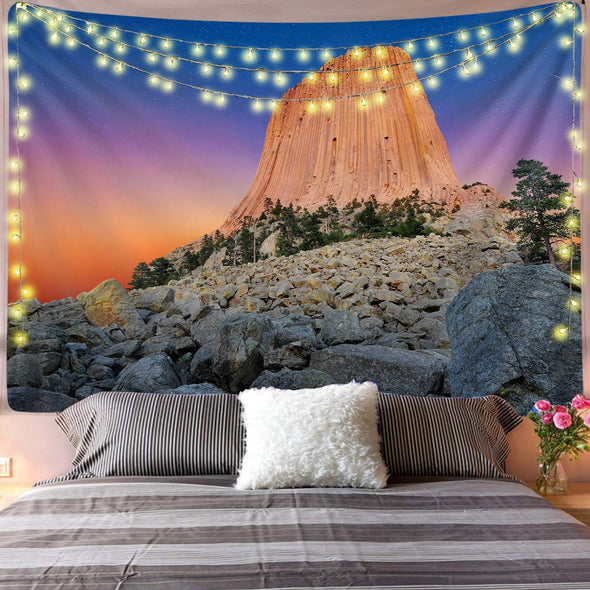 Real Devils Tower Wall Tapestry