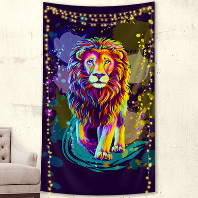 Colored Lion Wall Tapestry