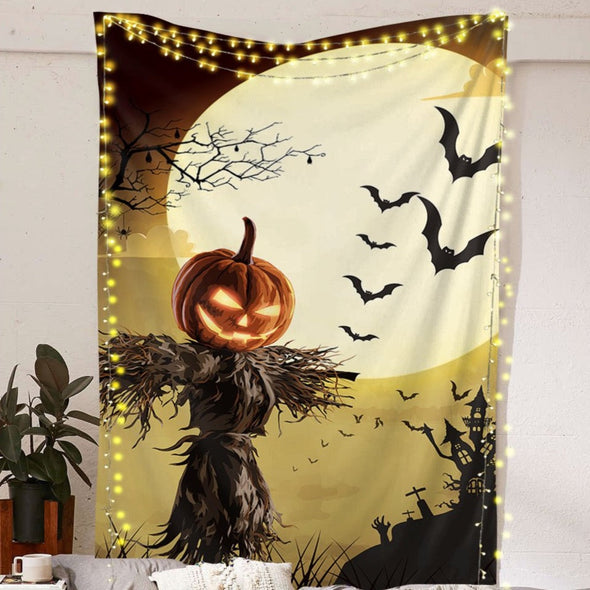 Scary Pumpkin Wall Tapestry