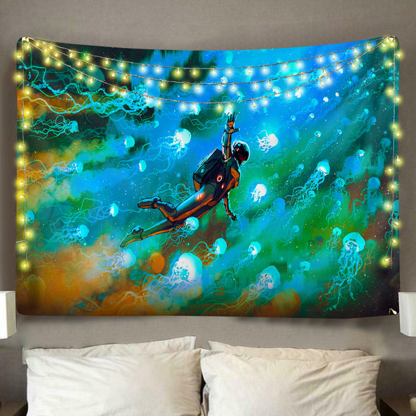 Jellyfish Astronaut Wall Tapestry