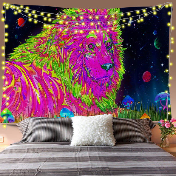 Psychedelic Lion Wall Tapestry