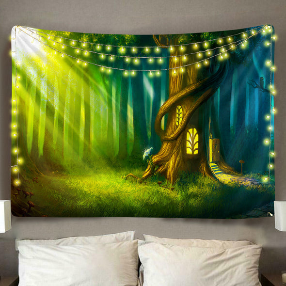 Fantasy Treehouse Wall Tapestry